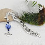 bladwijzer mooie planeet thema hanger met blauwe parel ecologisch universum